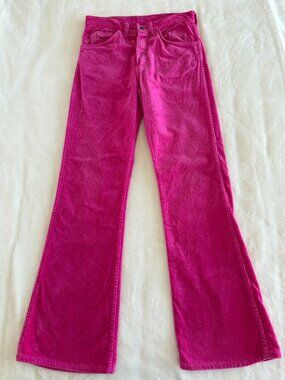Vintage 1978-82 Cheap Jeans Pink Corduroy Bell Bottom Flare Pants 28x31
